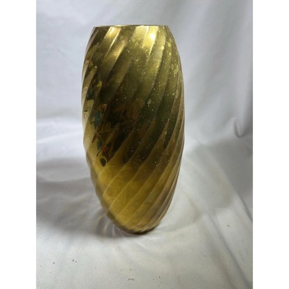Vintage MCM Twisted Spiral Brass Heavy Bud Vase 9
